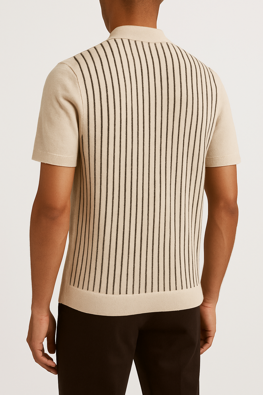The Sandhurst Polo – Retro Cream & Caramel Stripe Shirt